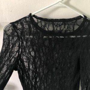Topshop long sleeve mesh fishnet shirt
